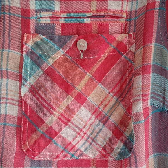 SANDRA INGRISH Sz 14W Women's 100% Cotton Button-up Plaid Long sleeve Shirt Top - Picture 9 of 13